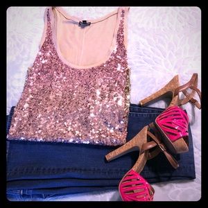 Express pink and green sequin top